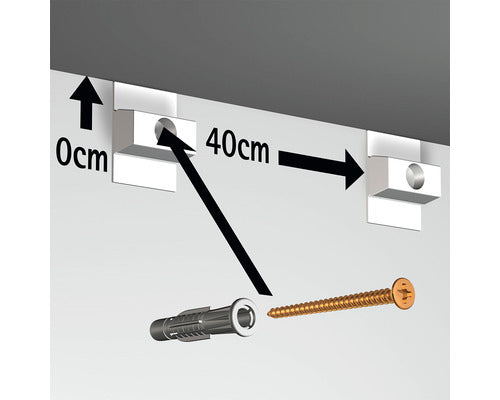 Ophangsysteem Schilderij Plafond Click Rail - Wit 4 meter
