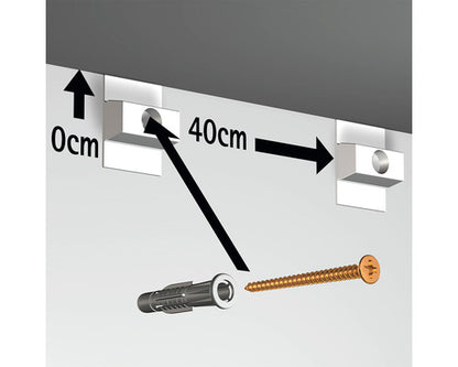 Ophangsysteem Schilderij Plafond Click Rail - Wit 4 meter
