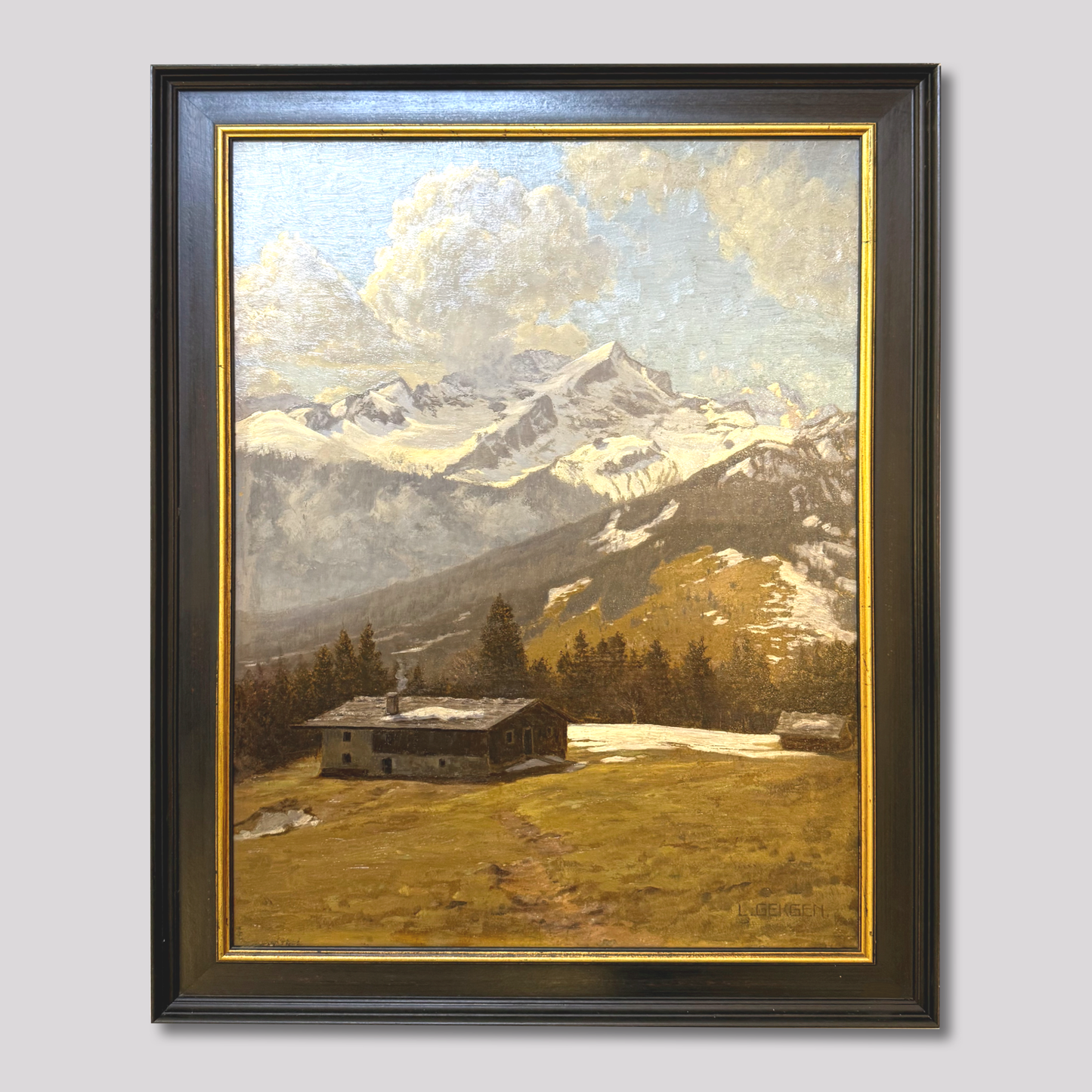 L. Gekgen - " Ski chalet: de rook hut" circa 1940